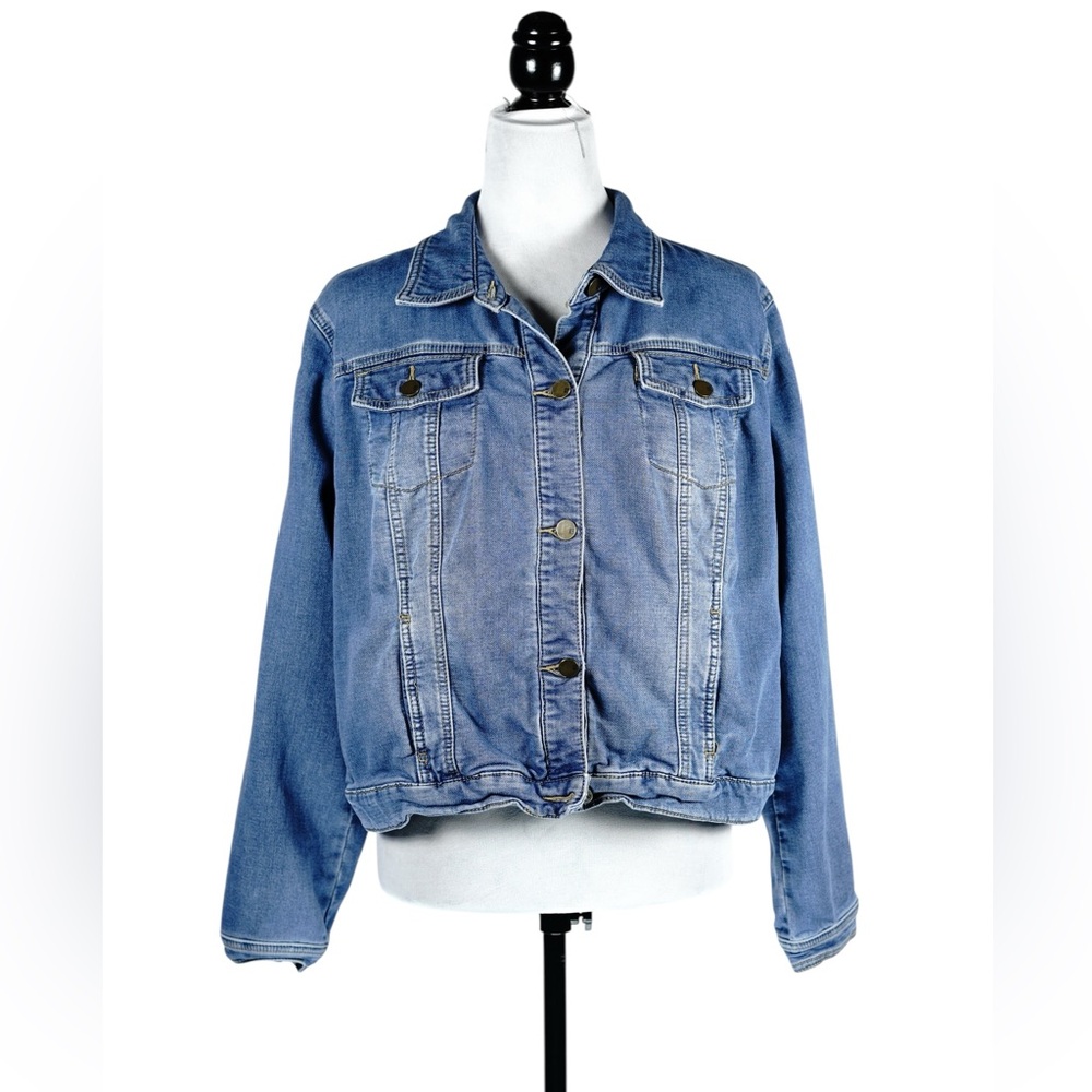 New York & Company Blue Denim Jacket Stretch Cotton Blend – Size XL - Picture 5 of 13